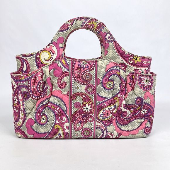 Vera Bradley Abby Multicolor Pink Paisley Meets Plaid Tote Bag Purse Satchel - Picture 1 of 13